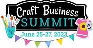 Craft Business Summit Logo with art supplies and graphic tee sale