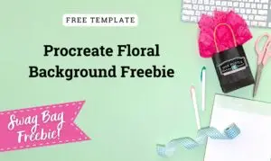 Mint green background with keyboard and swag bag mockup.