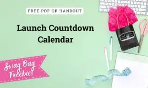 Mint green background with keyboard and swag bag mockup.