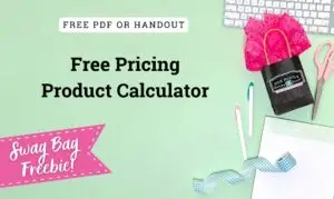 Mint green background with keyboard and swag bag mockup.