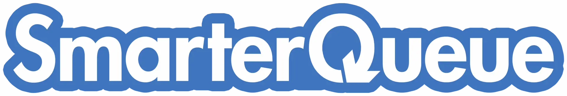 SmarterQueue blue white logo.