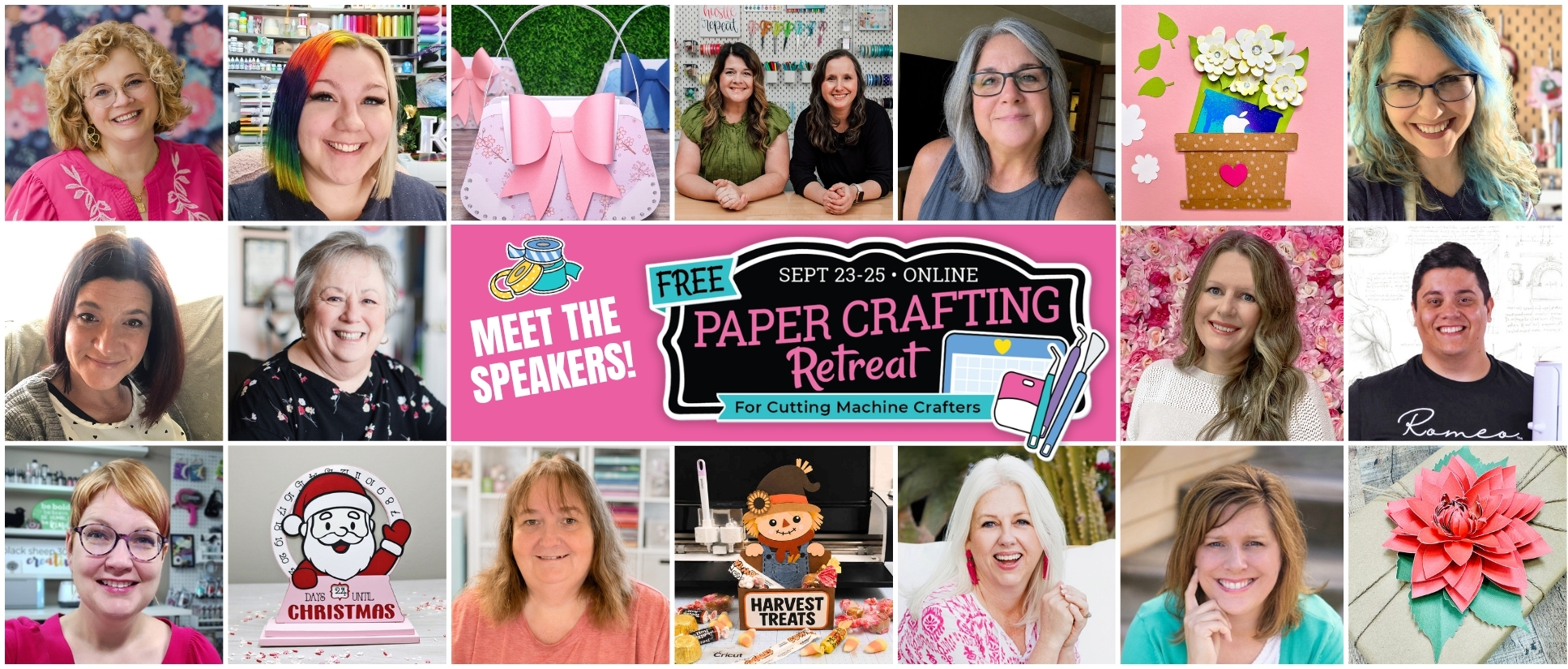 Banner of speakers Paper Crafting Retreat.